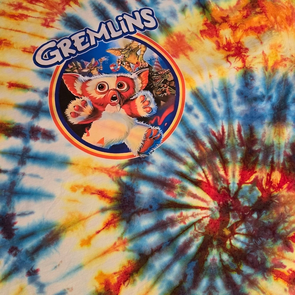 HANES Upcycle Tie Dye Gremlins Gizmo Graphic T-Shirt Unisex XL Multi Color 80s - Picture 6 of 9